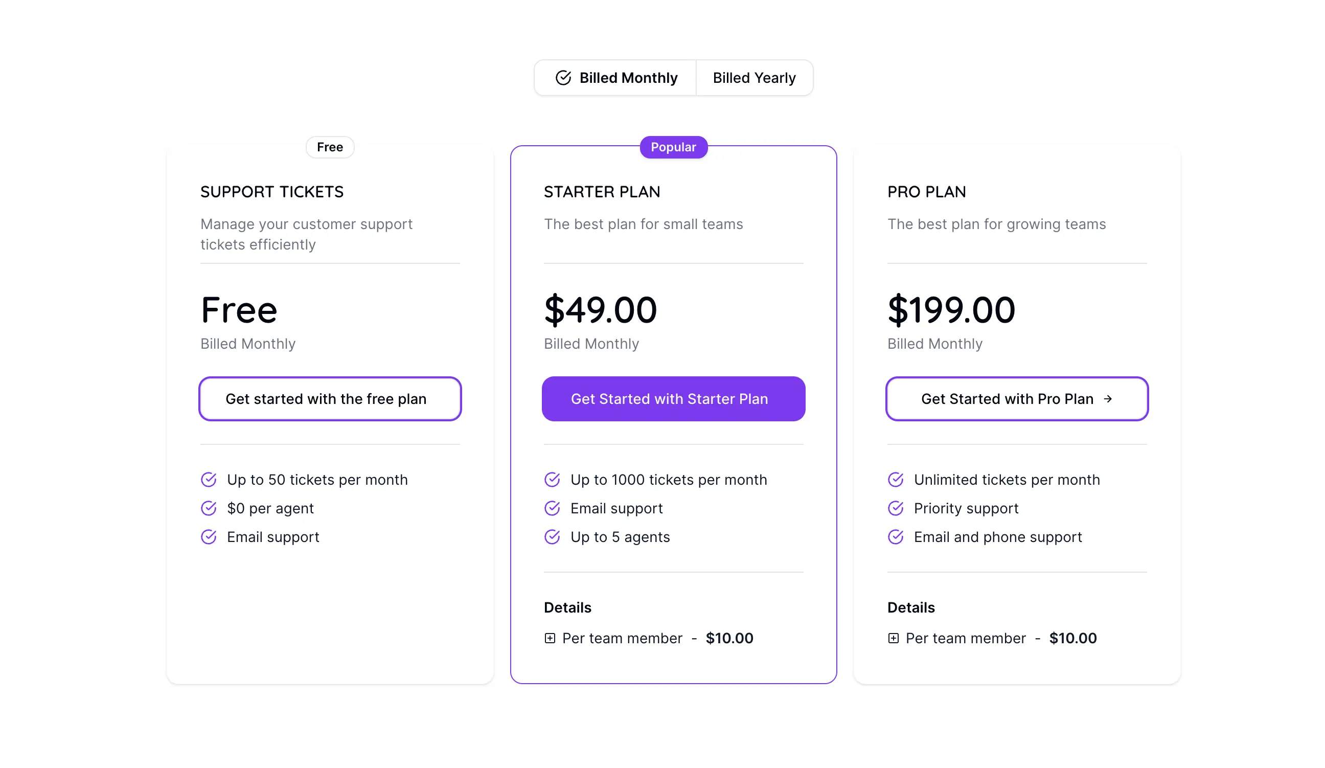 Pricing Table