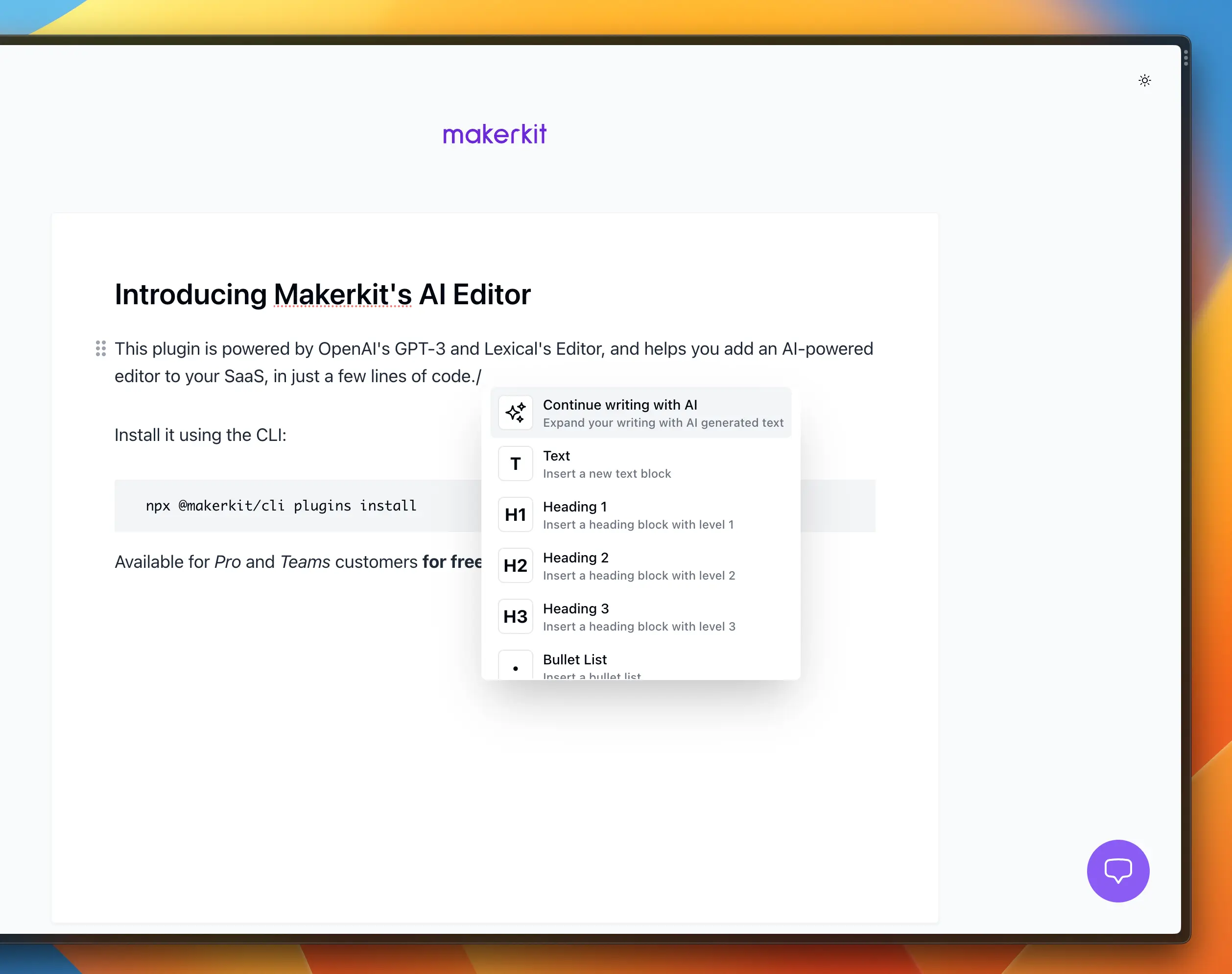 SaaS Starter Kit AI Text Editor Plugin