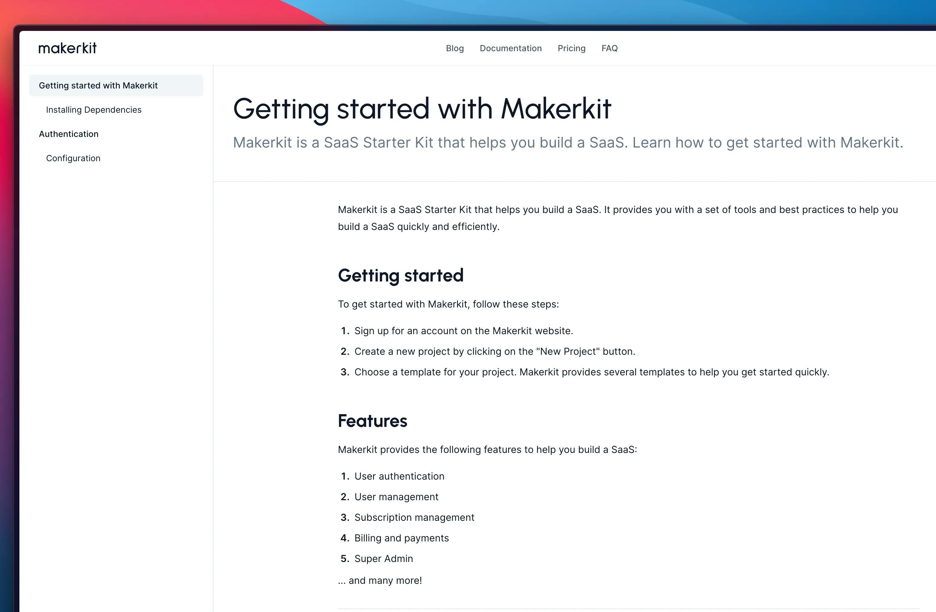 Makerkit SaaS Kit Documentatation Generator
