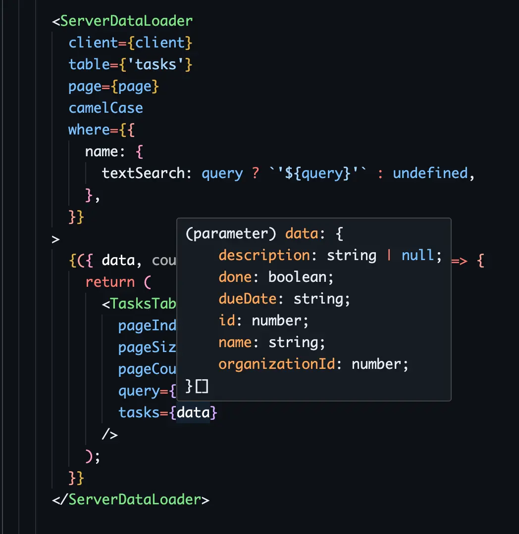 Intellisense for the select prop