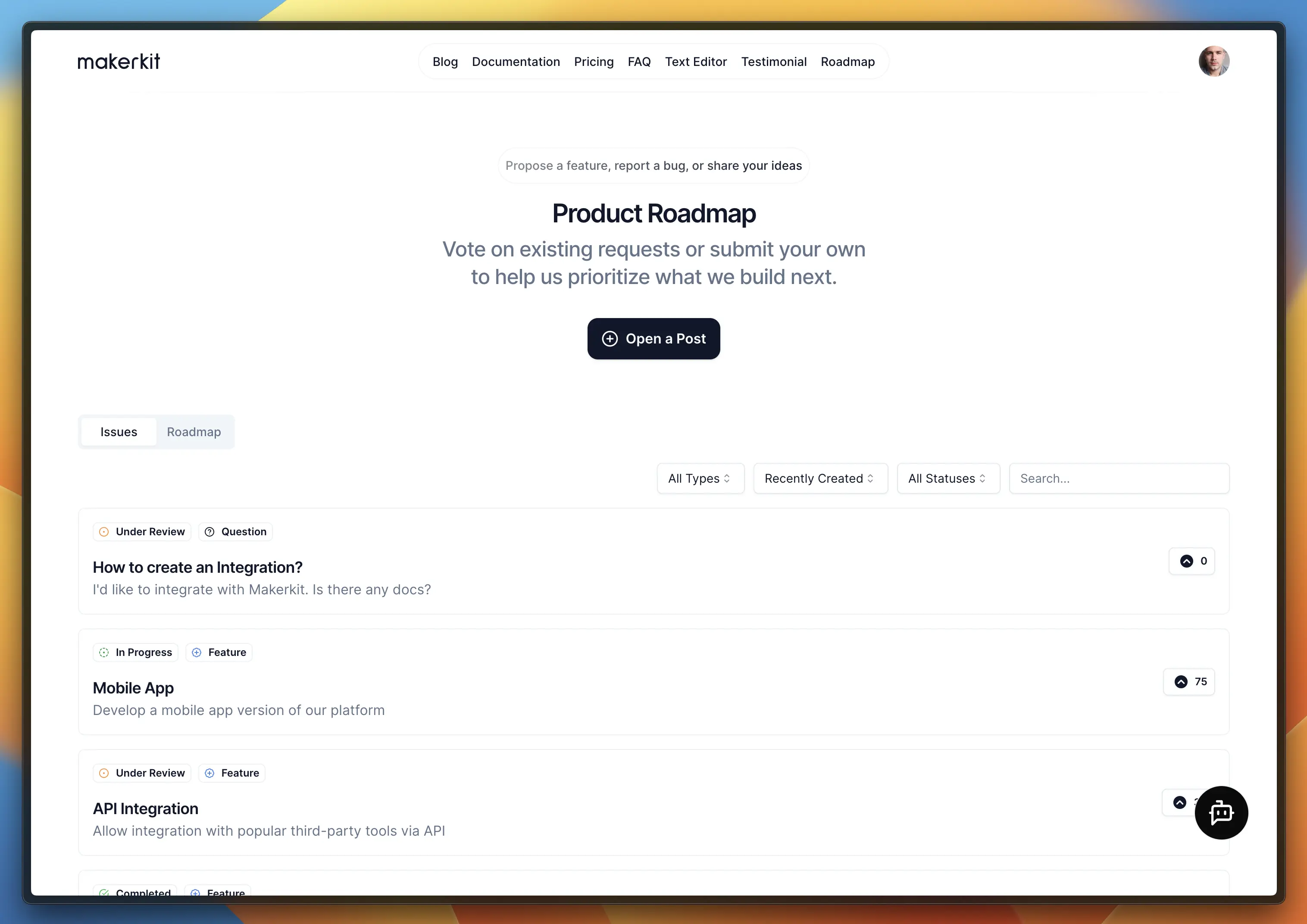 Roadmap Kanban Component