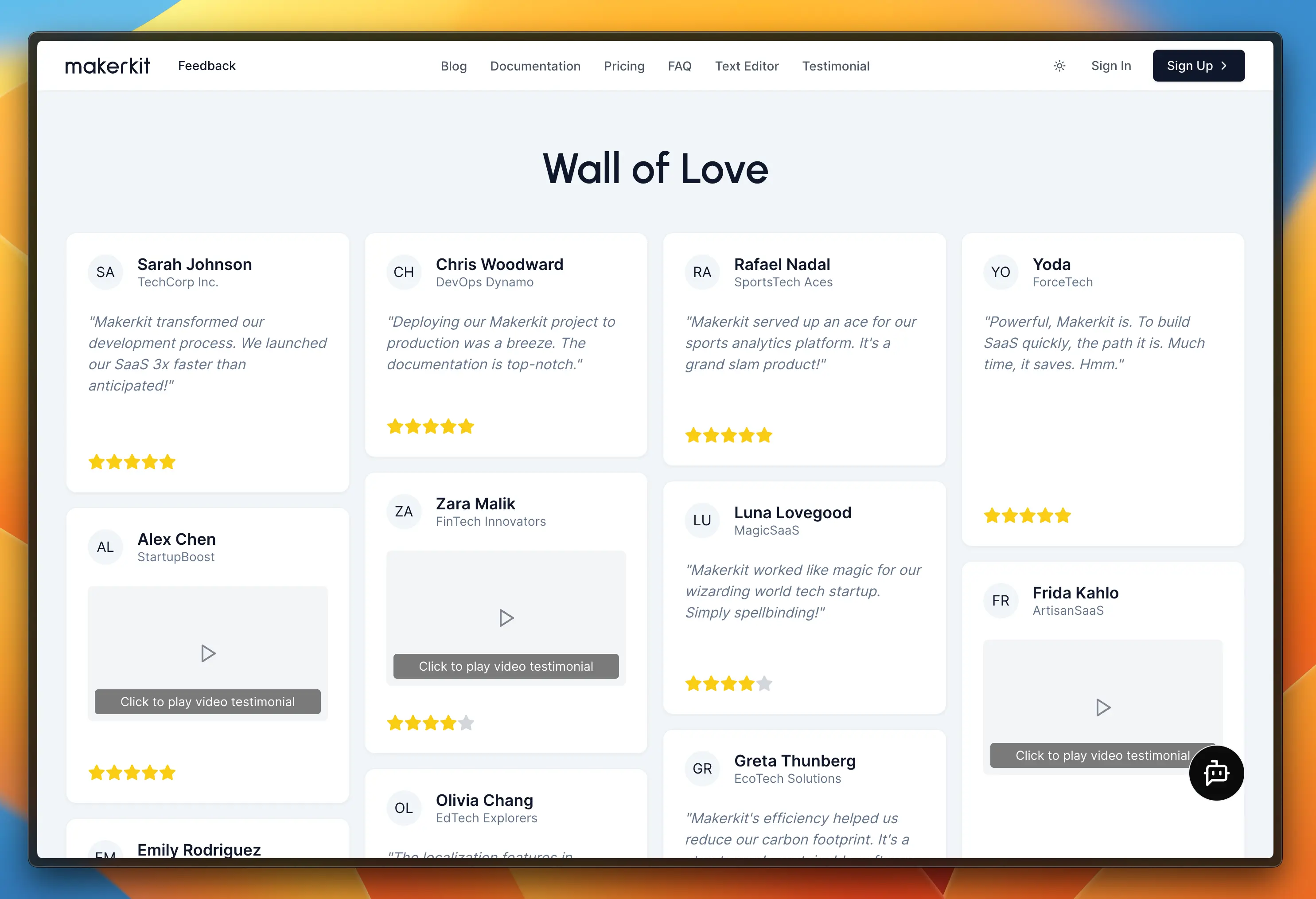 Testimonial Wall of Love