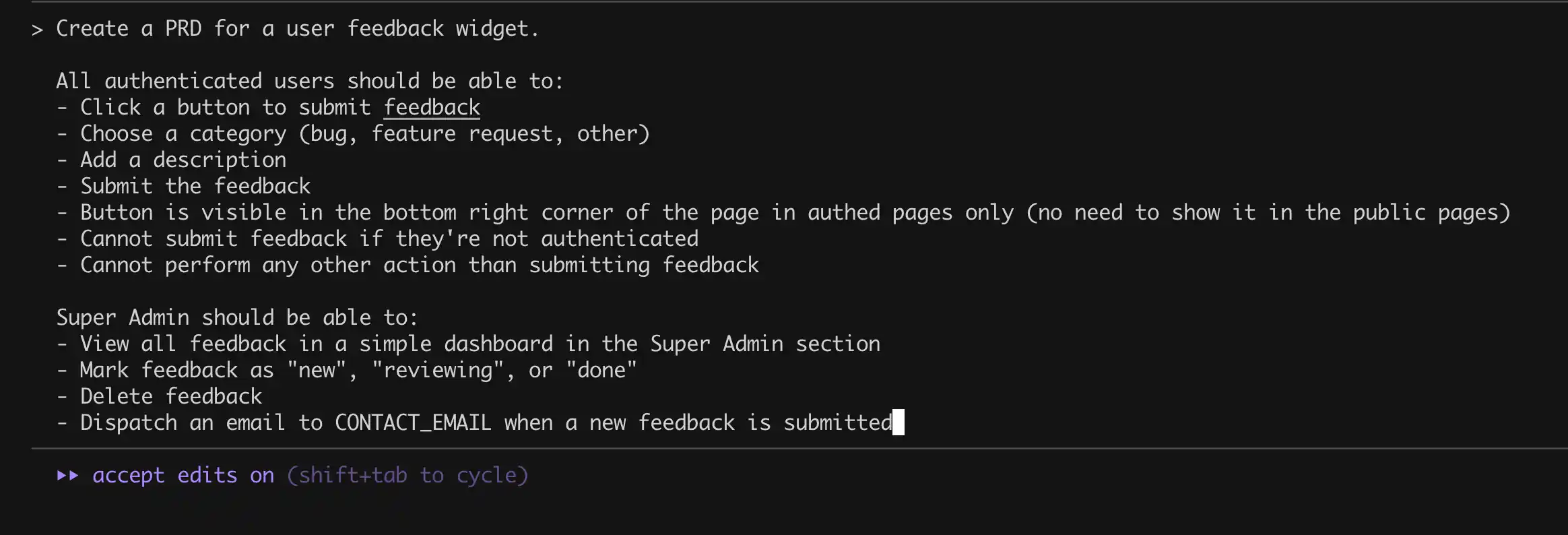 PRD prompt