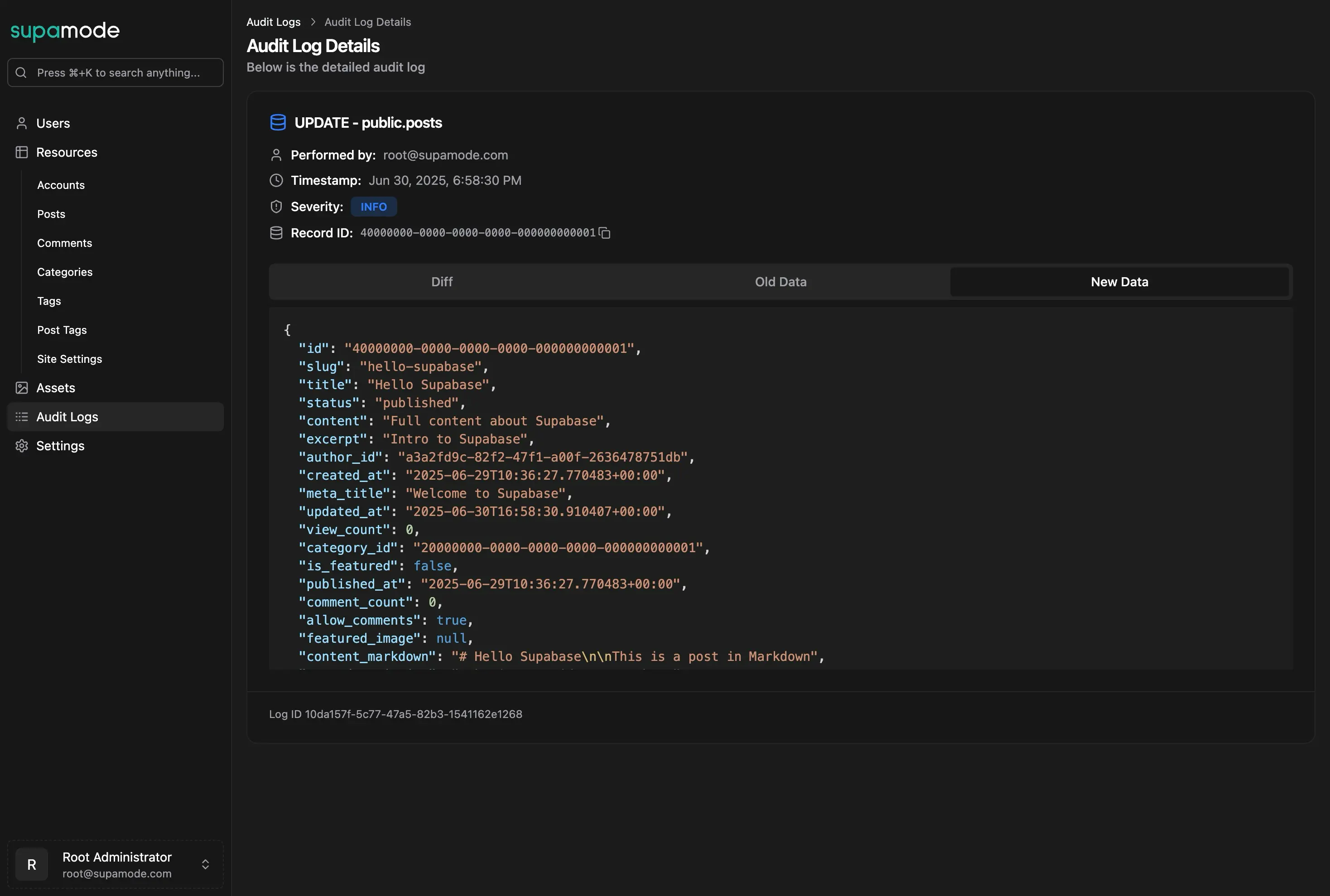 Audit Log Details
