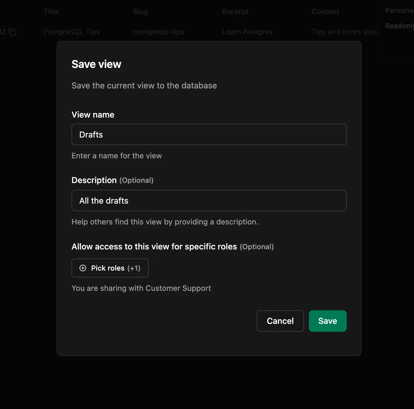 Create Saved View