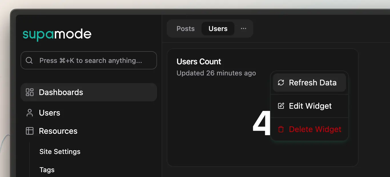 Widget Actions Menu