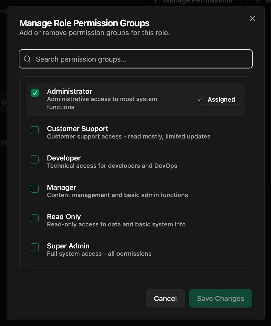 Manage Permissions Group
