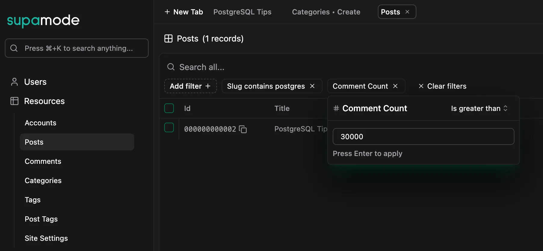 Numeric Filters