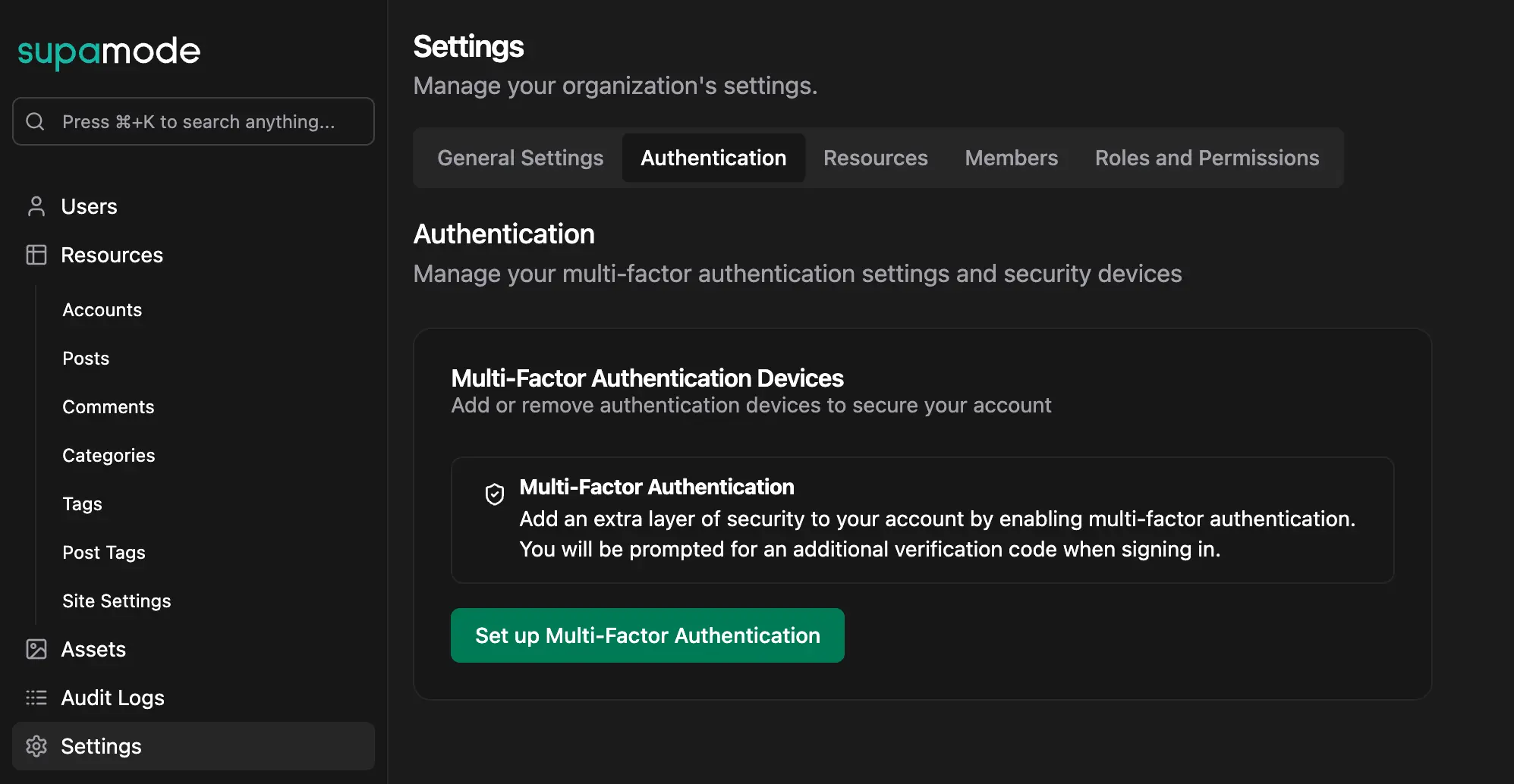 Setup MFA