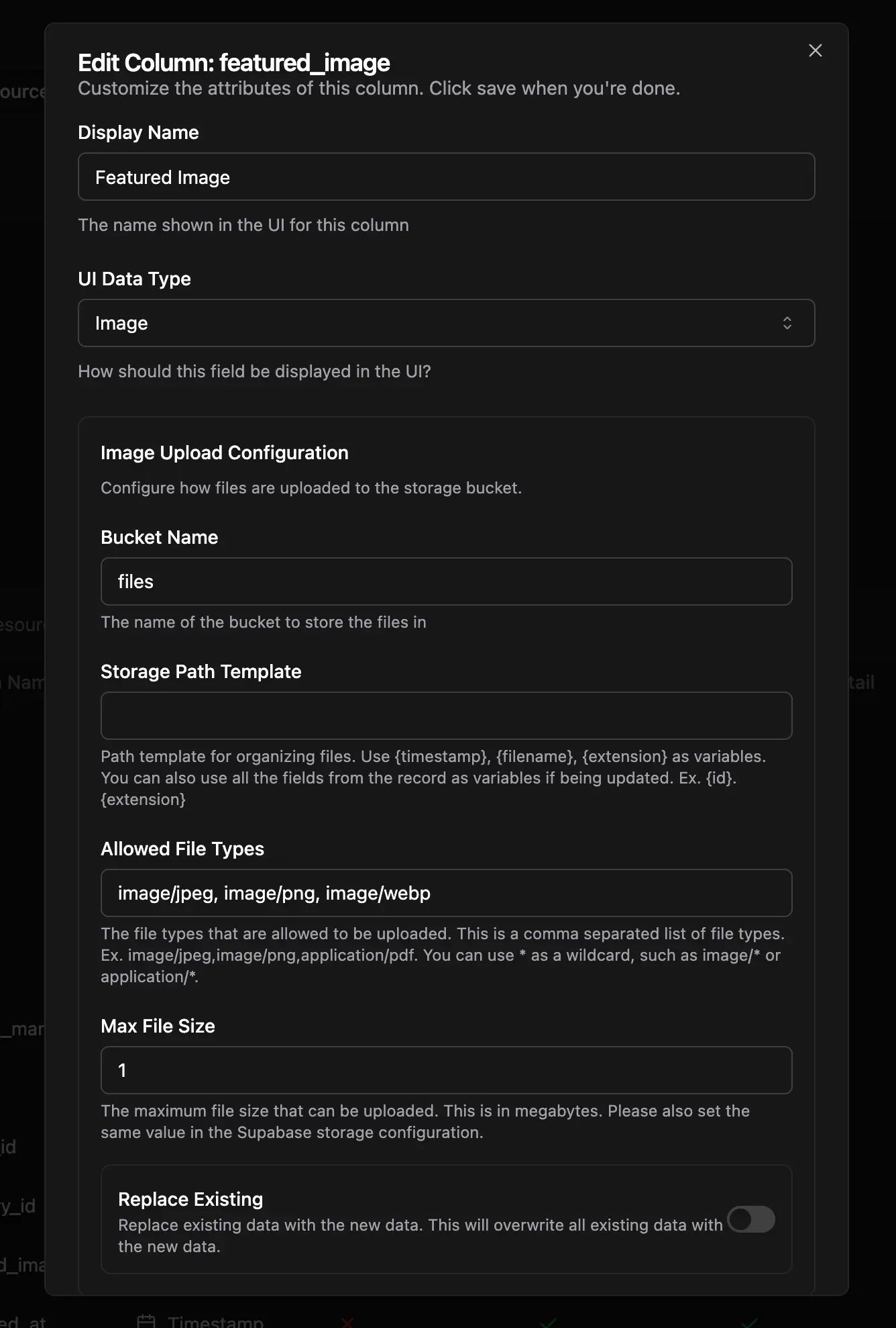 Storage Data Types