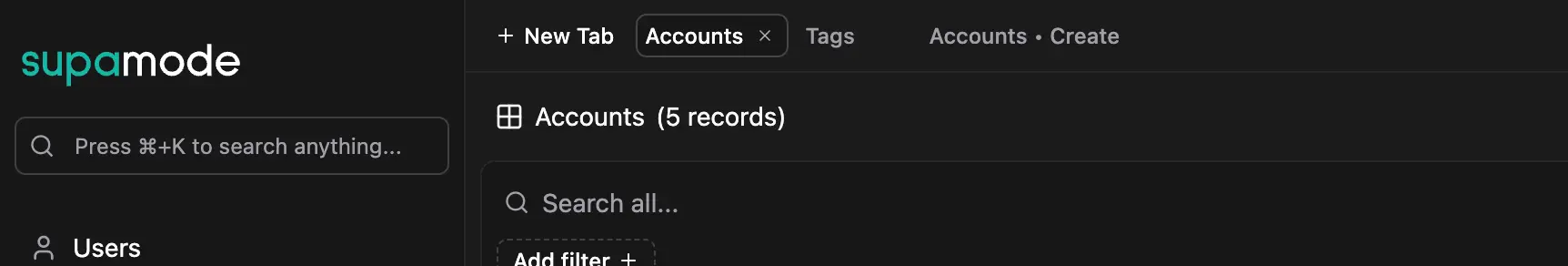 Data Explorer Tabs