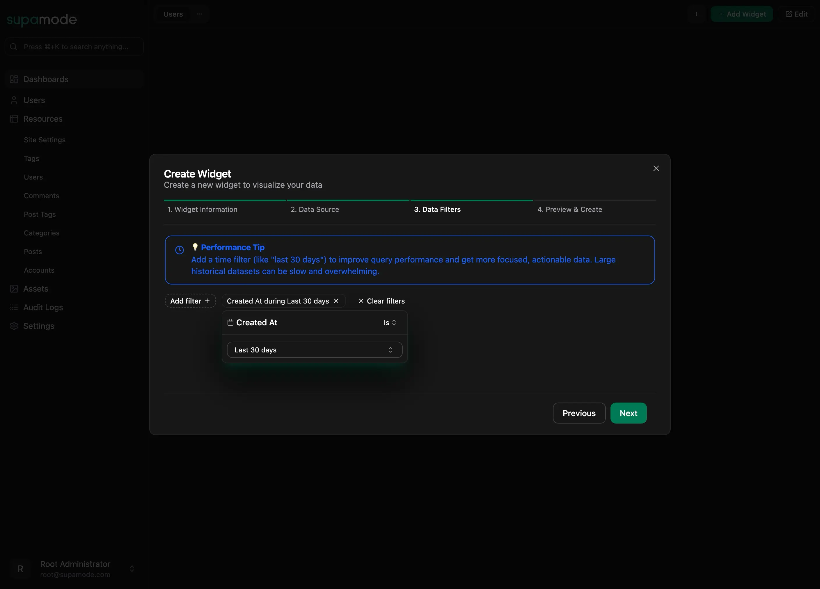 Widget Data Filters