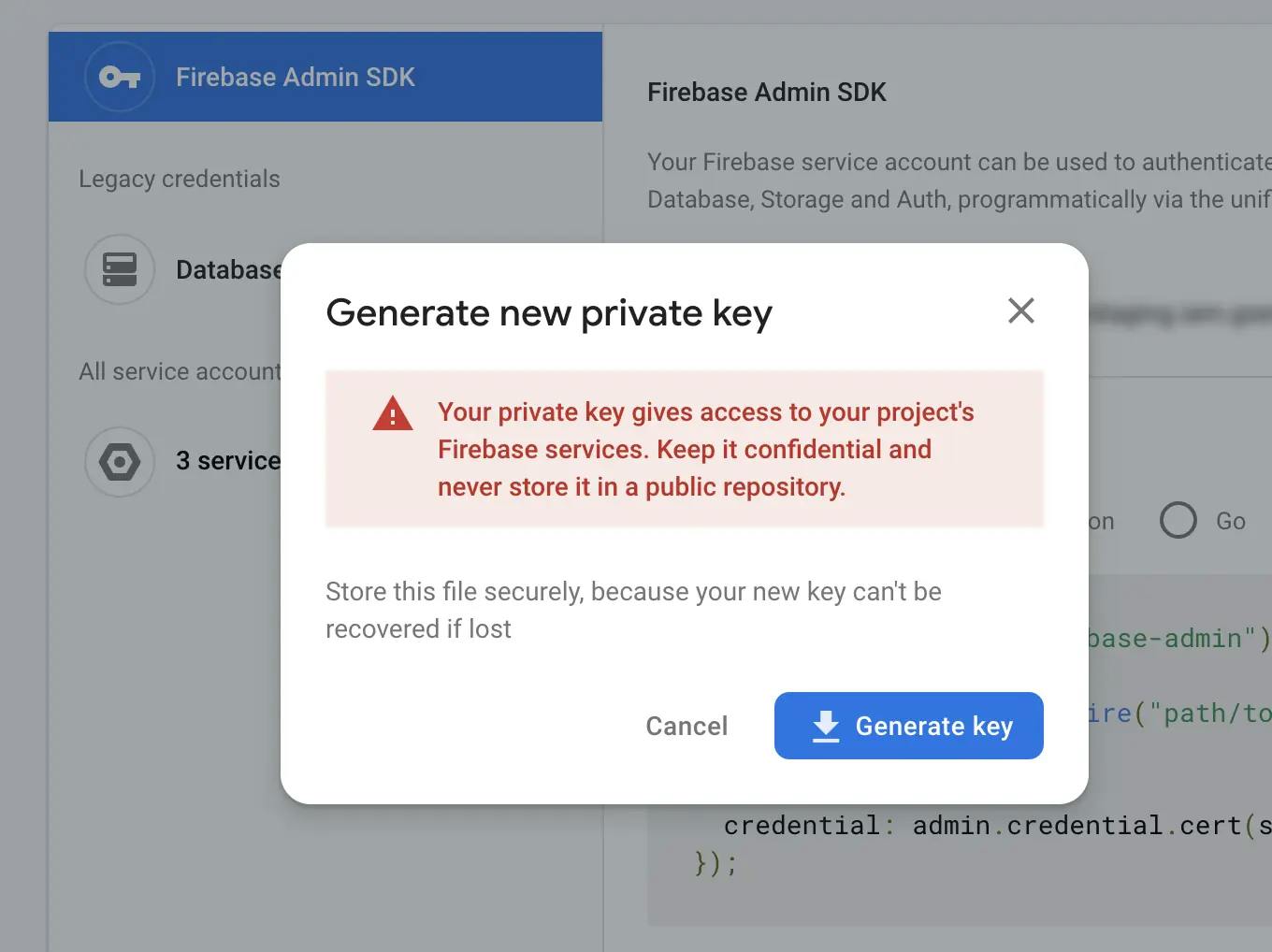 Generate Firebase Private Key