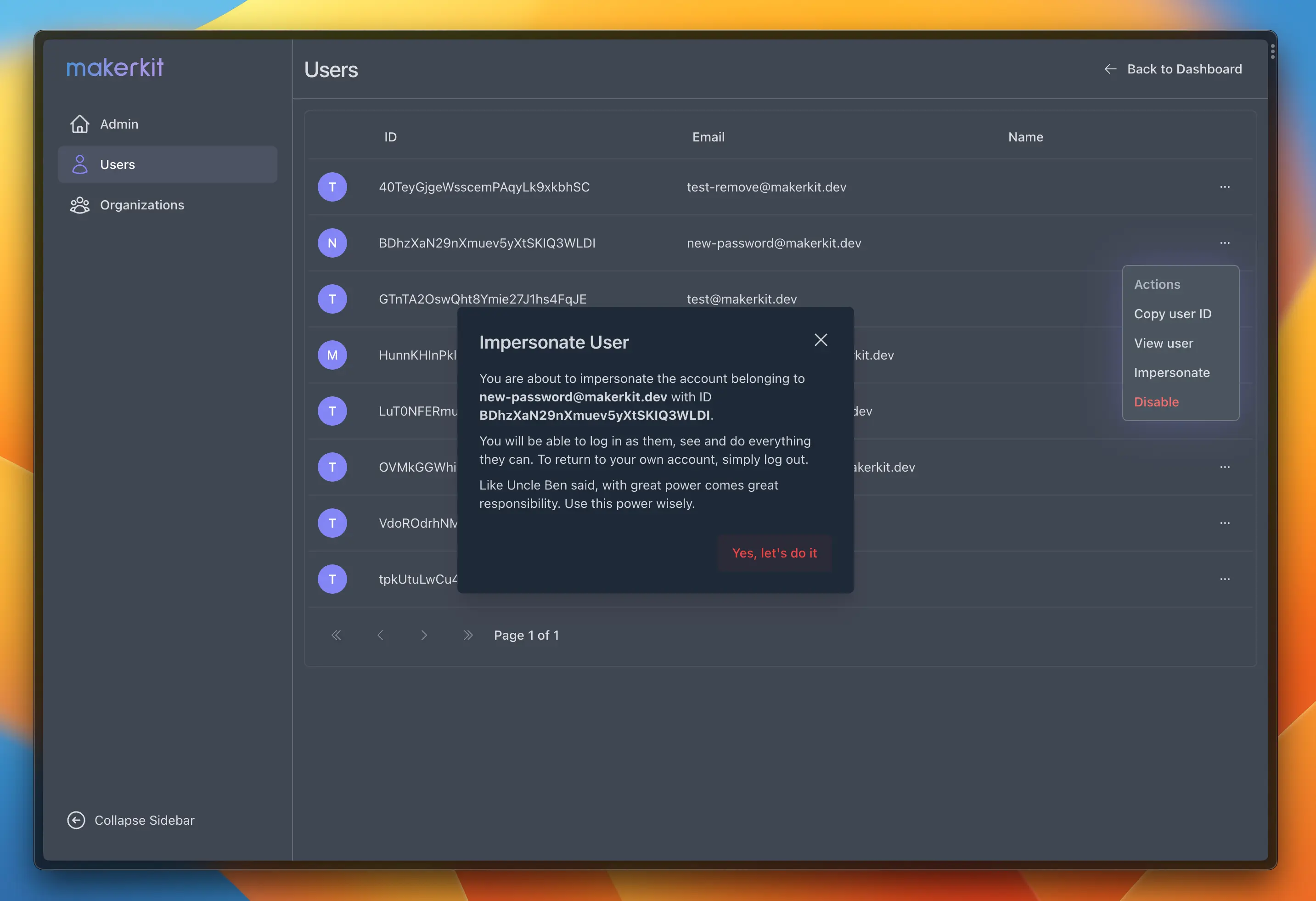 Super Admin Impersonate User