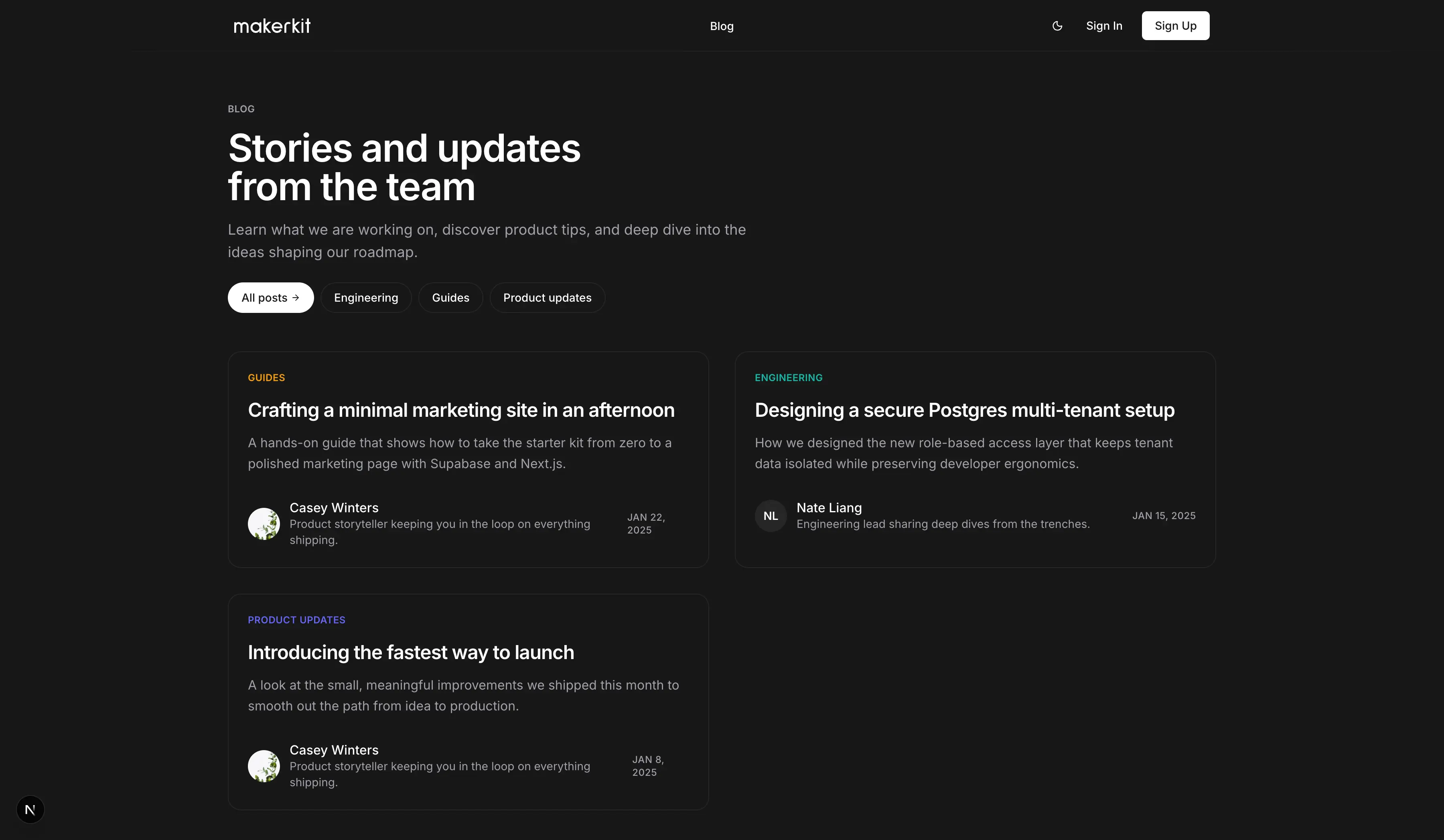 Blog Demo List Page