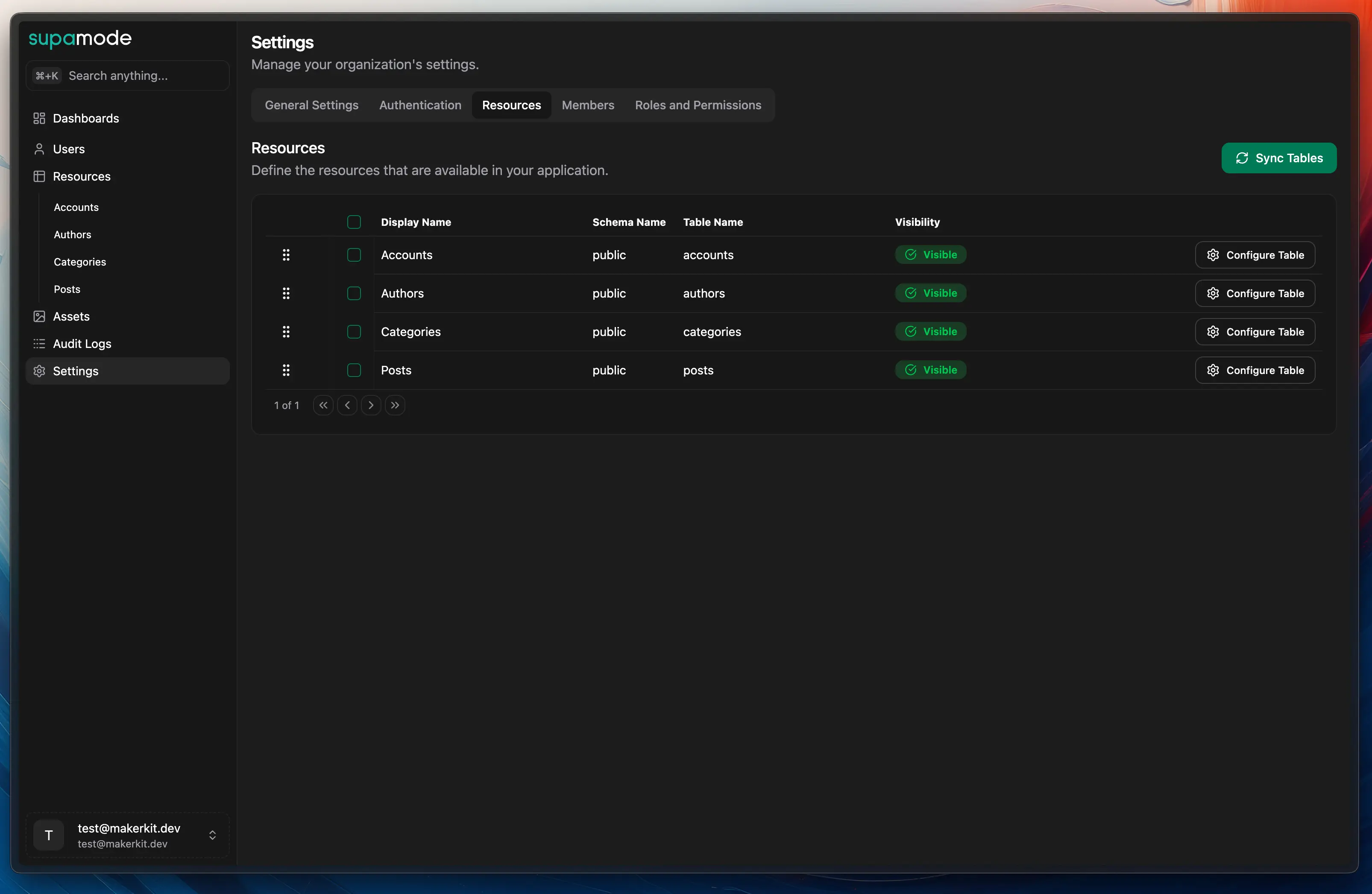 Supamode Blog Tables