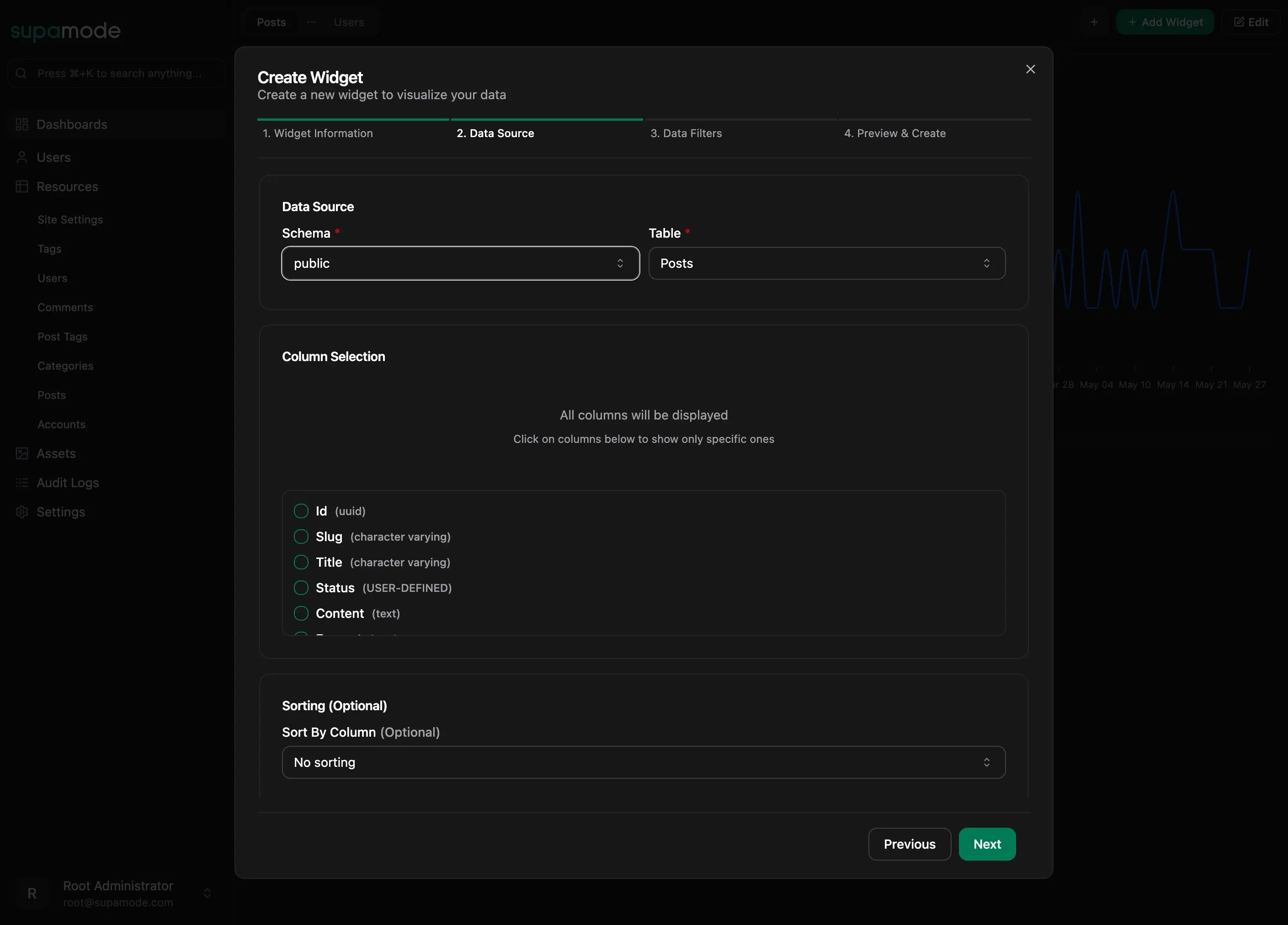 Table Widget Configuration