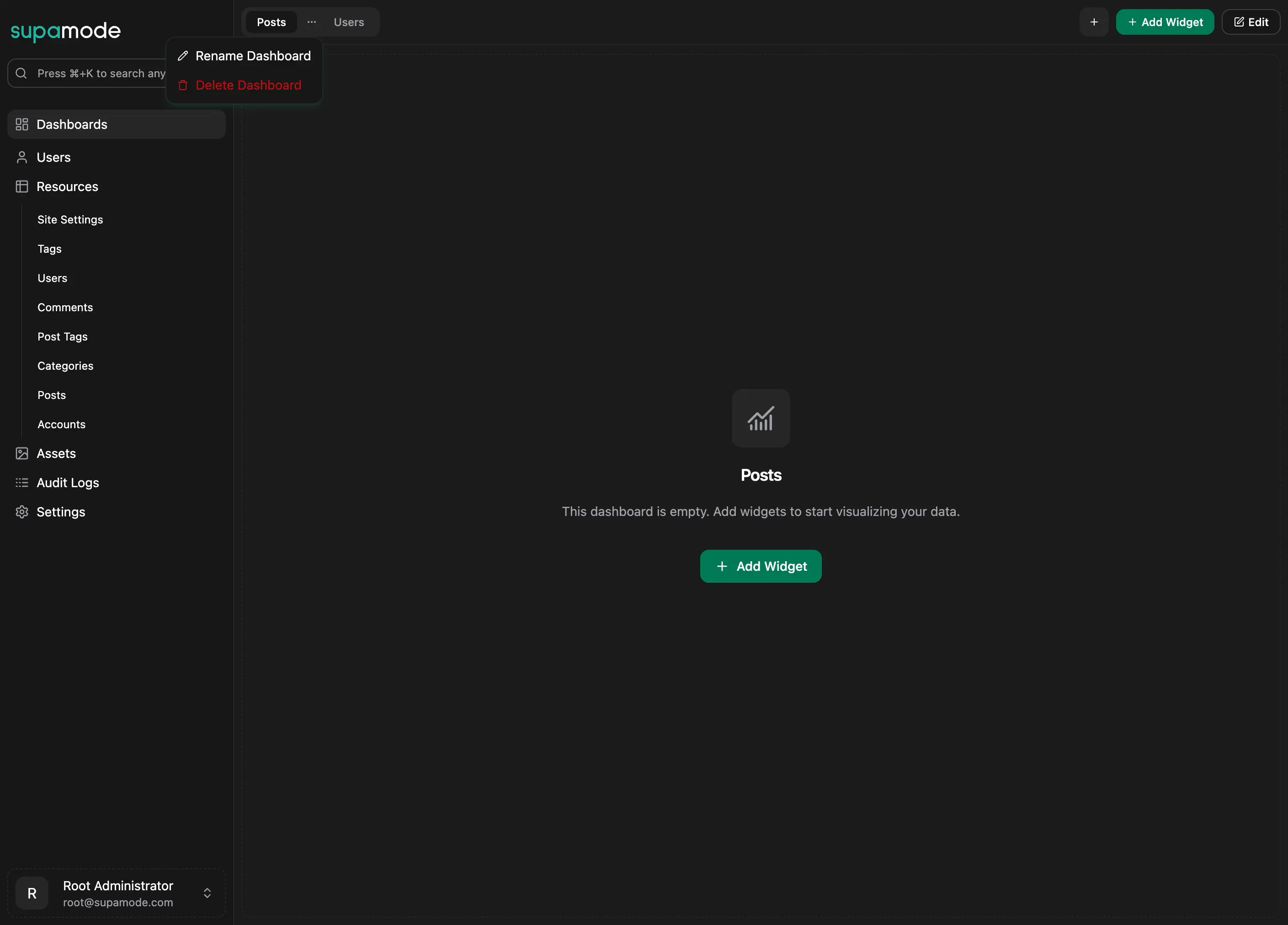 Dashboard Tabs Navigation