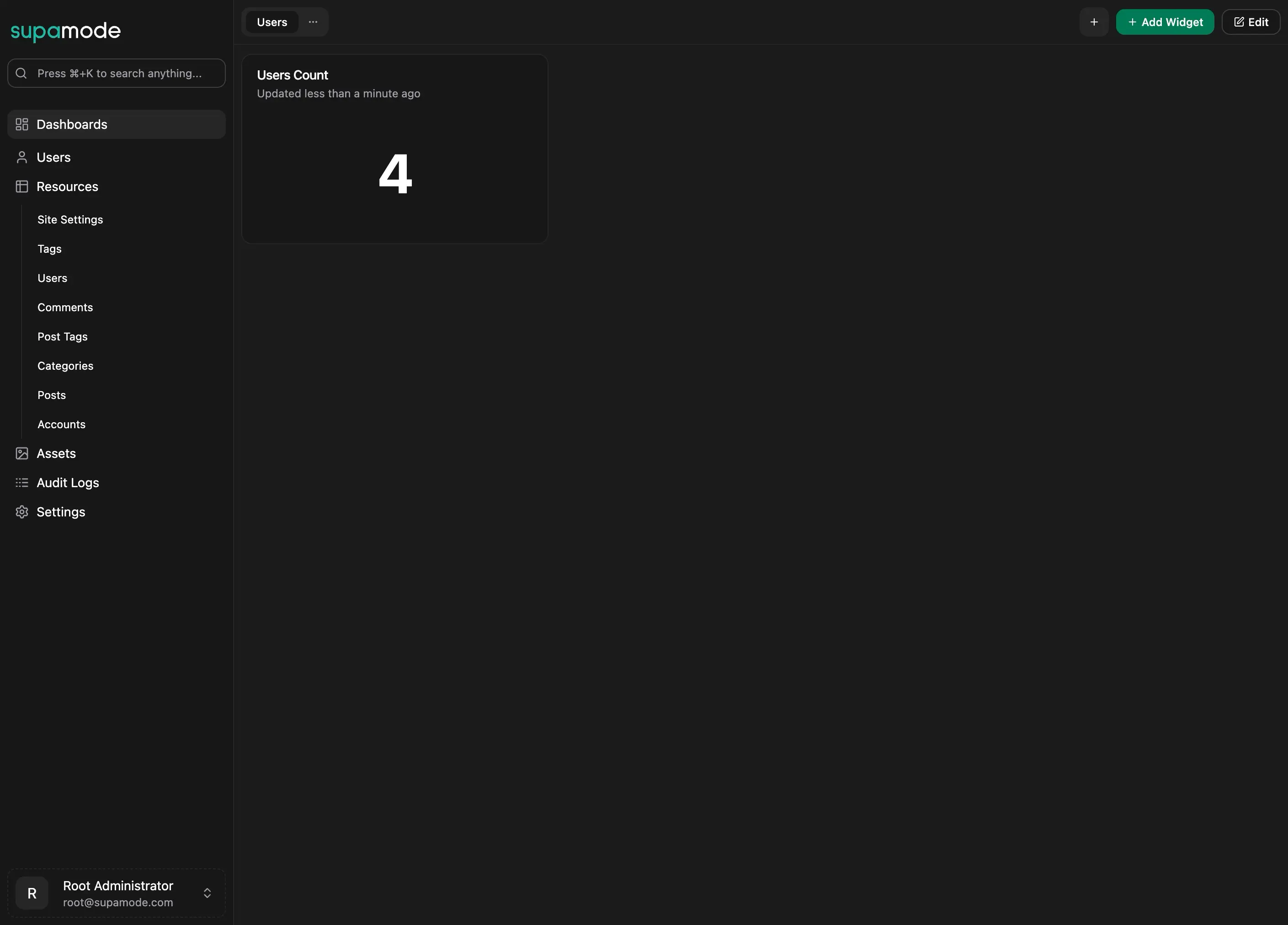 Dashboard with Widget