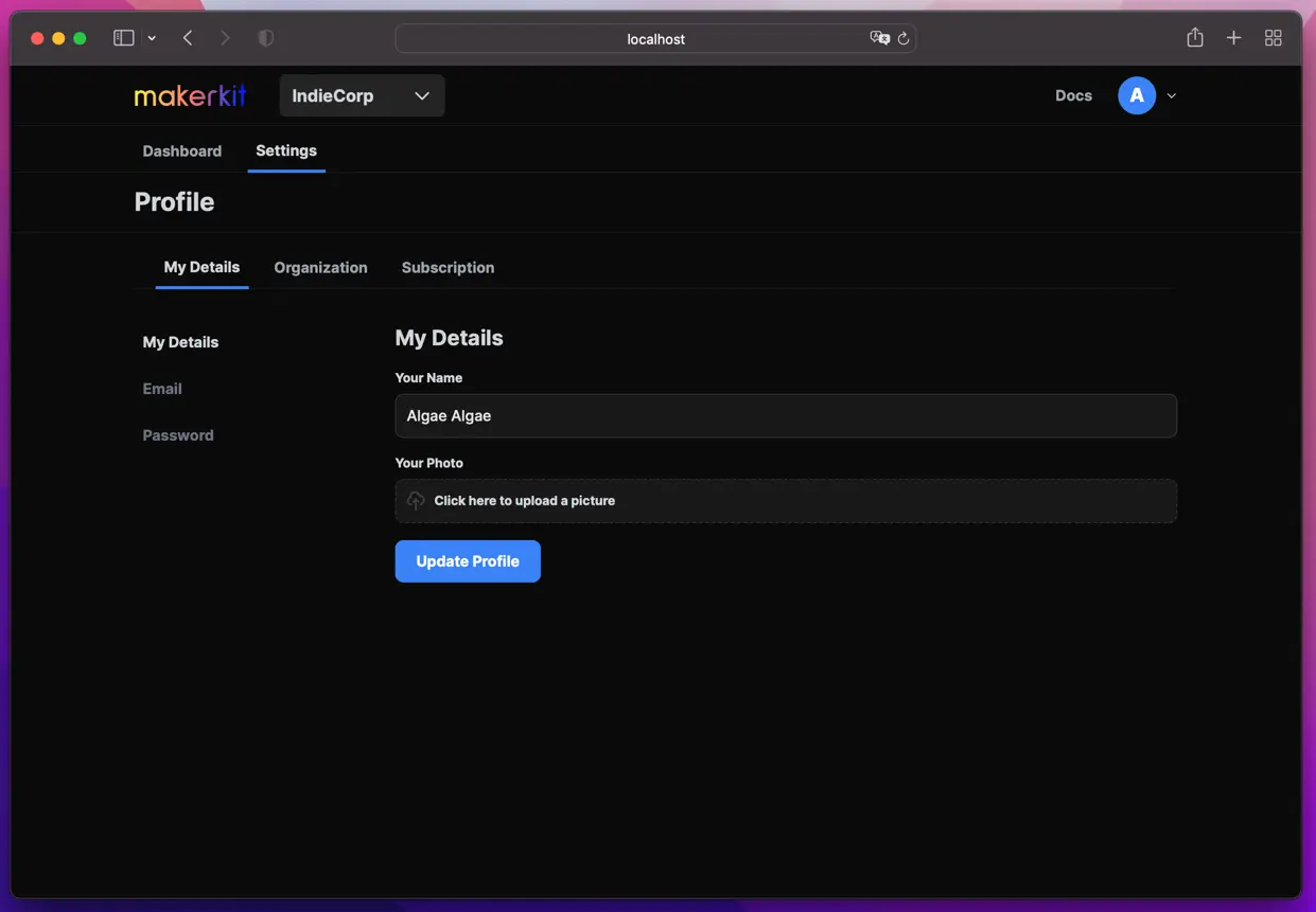 Makerkit Navbar Layout