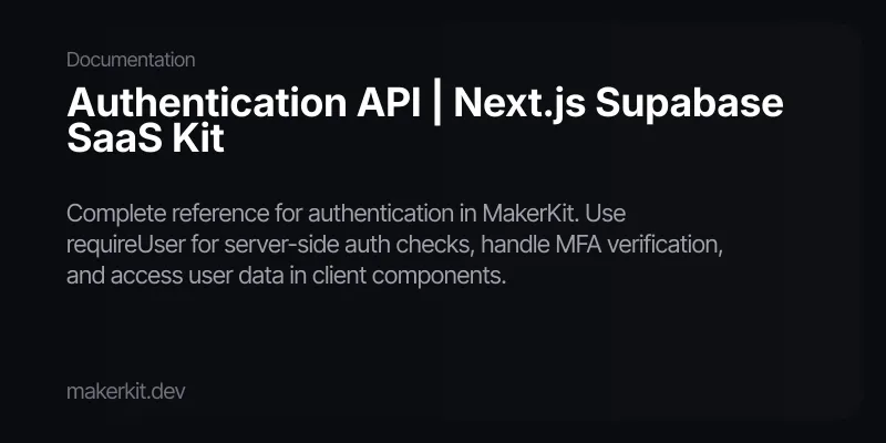 Authentication API | Next.js Supabase SaaS Kit