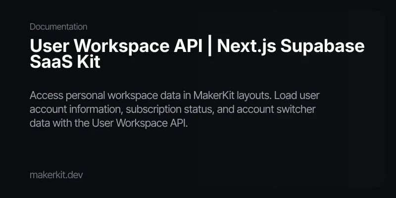 User Workspace API | Next.js Supabase SaaS Kit