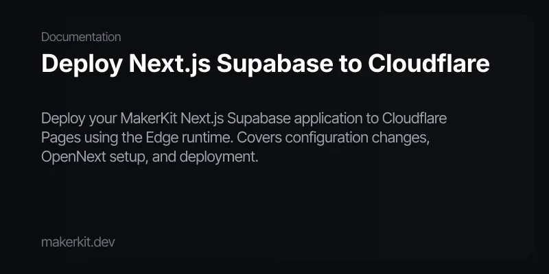 Deploy Next.js Supabase to Cloudflare