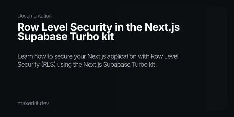 Row Level Security in the Next.js Supabase Turbo kit