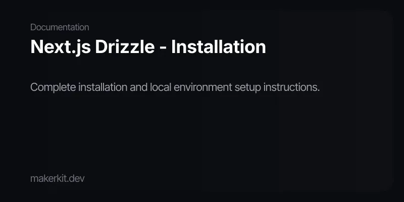 Next.js Drizzle - Installation