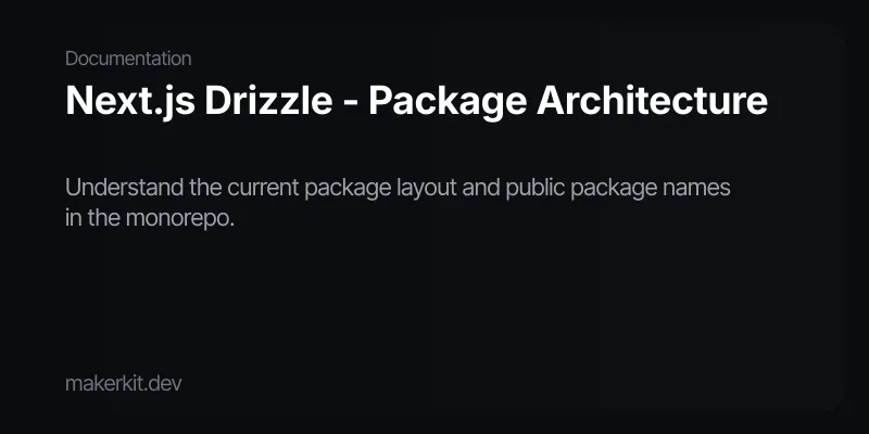 Next.js Drizzle - Package Architecture