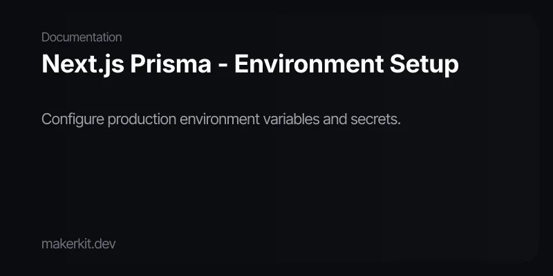 Next.js Prisma - Environment Setup