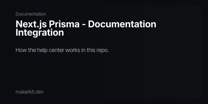 Next.js Prisma - Documentation Integration