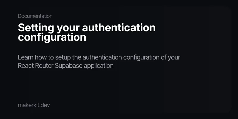 Setting your authentication configuration