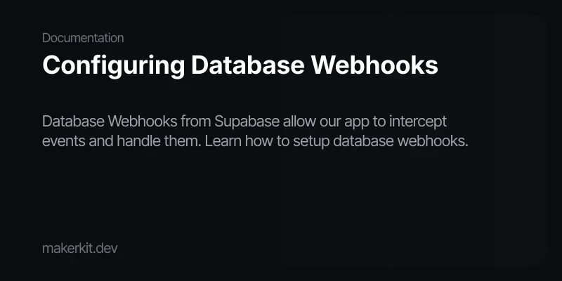Configuring Database Webhooks