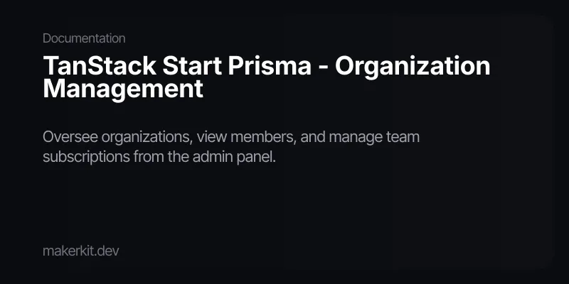 TanStack Start Prisma - Organization Management